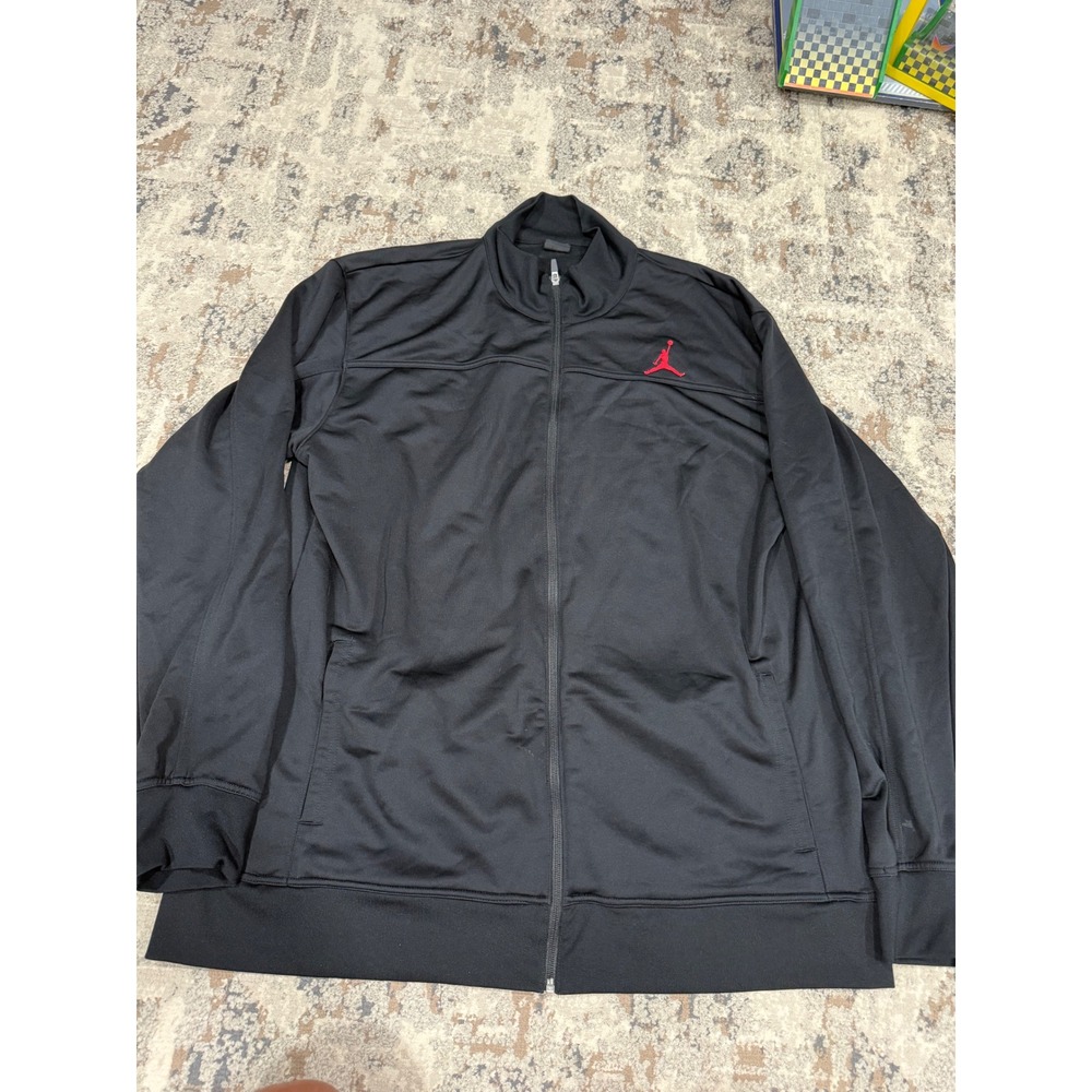 Jordan Brand Mens 3XLT Black Full Zip Track Jacket Red Jumpman 437220-010